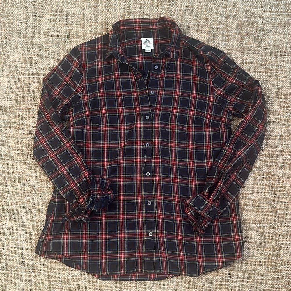 J.Crew Thomas Mason Women's Plaid Shirt Button Down Size 8